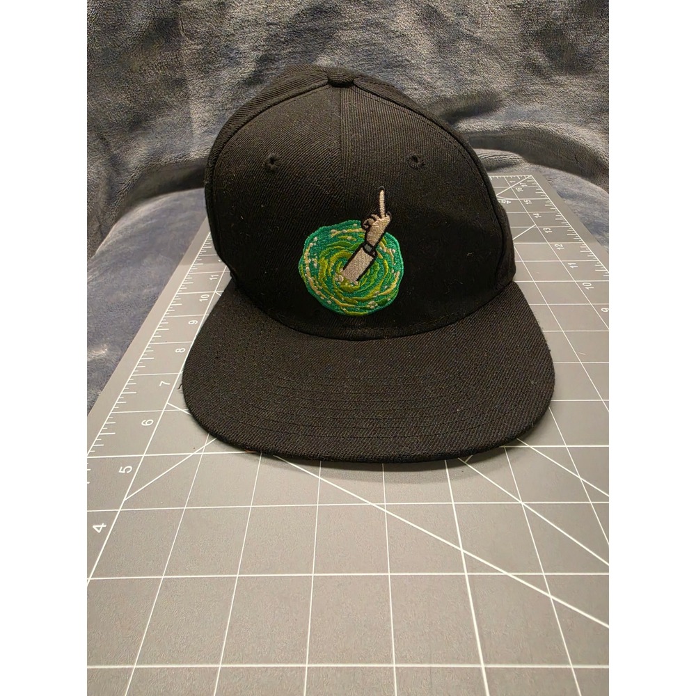 Rick and Morty Bioworld Snapback Hat Black Embroidered Portal Adult Swim Cap